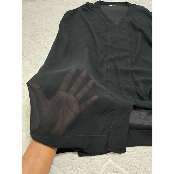 Lacausa Women's Black Sheer V-Neck Tunic Style Size M 100% Viscose Lightweight - Picture 7 of 10
